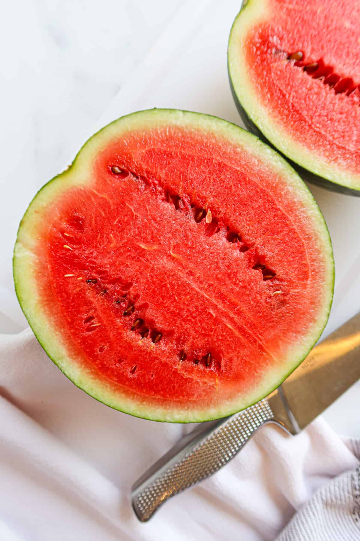 Small watermelon cut in half.