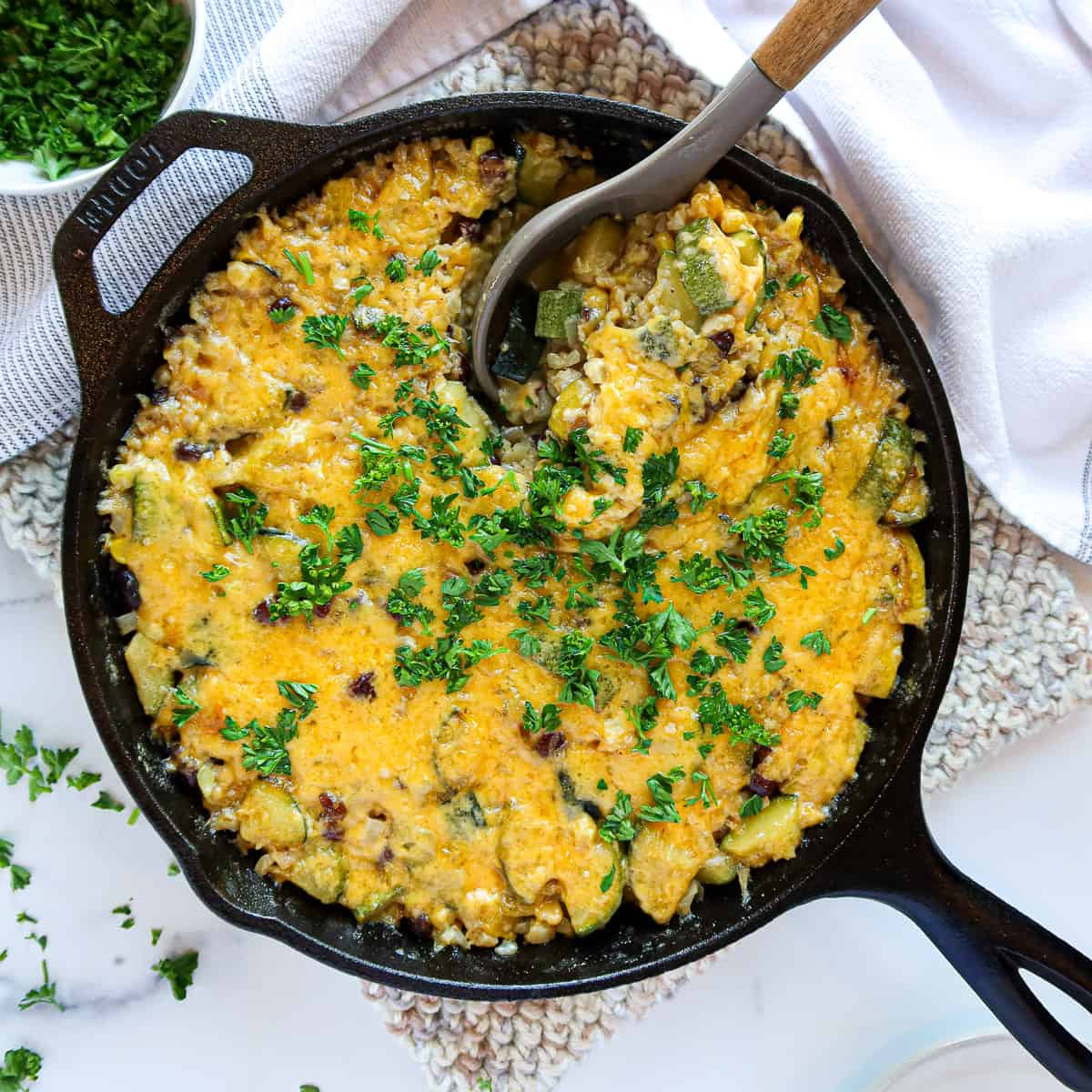 Zucchini, Squash And Corn Casserole (One Skillet)
