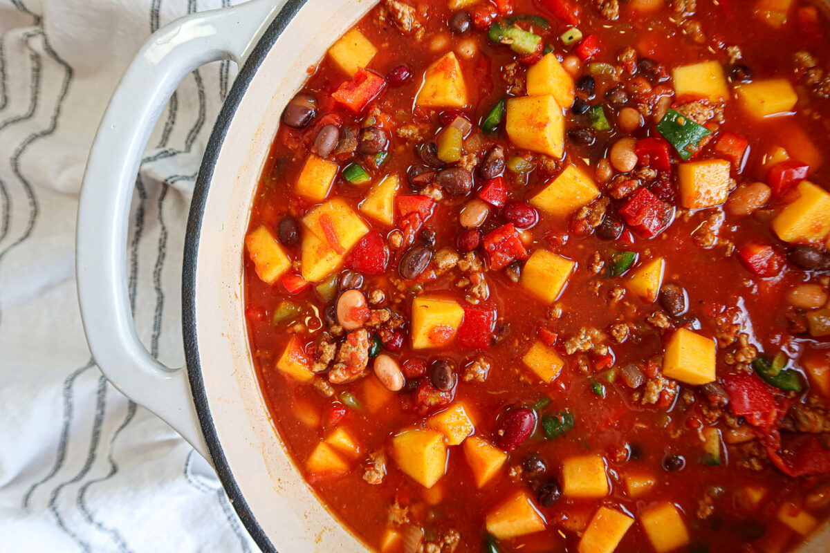 Butternut Squash Turkey Chili (With Cinnamon)!