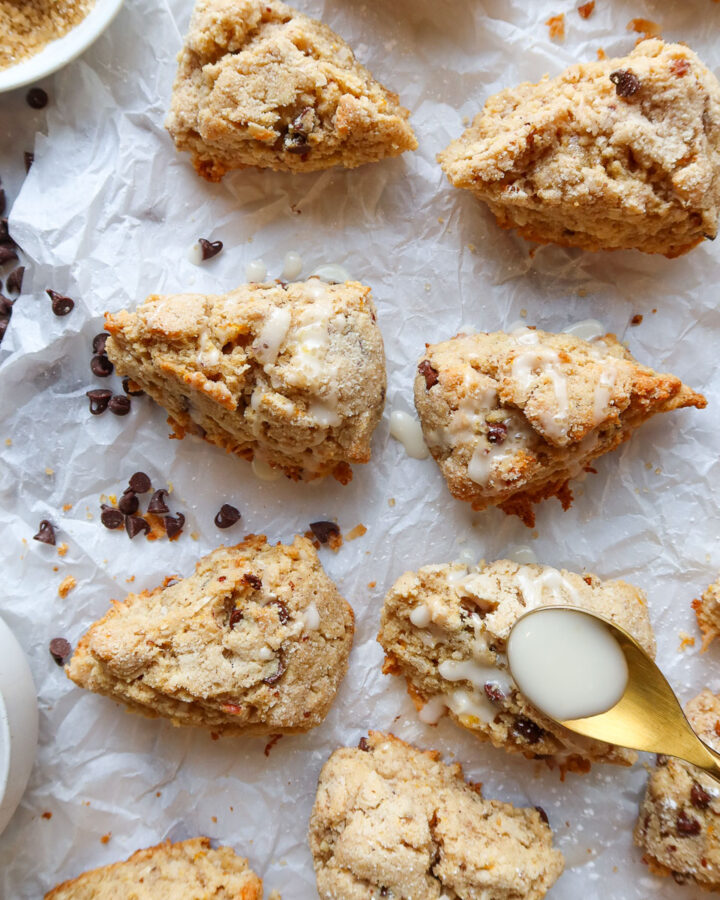 Almond flour scones with orange and chocolate chips.