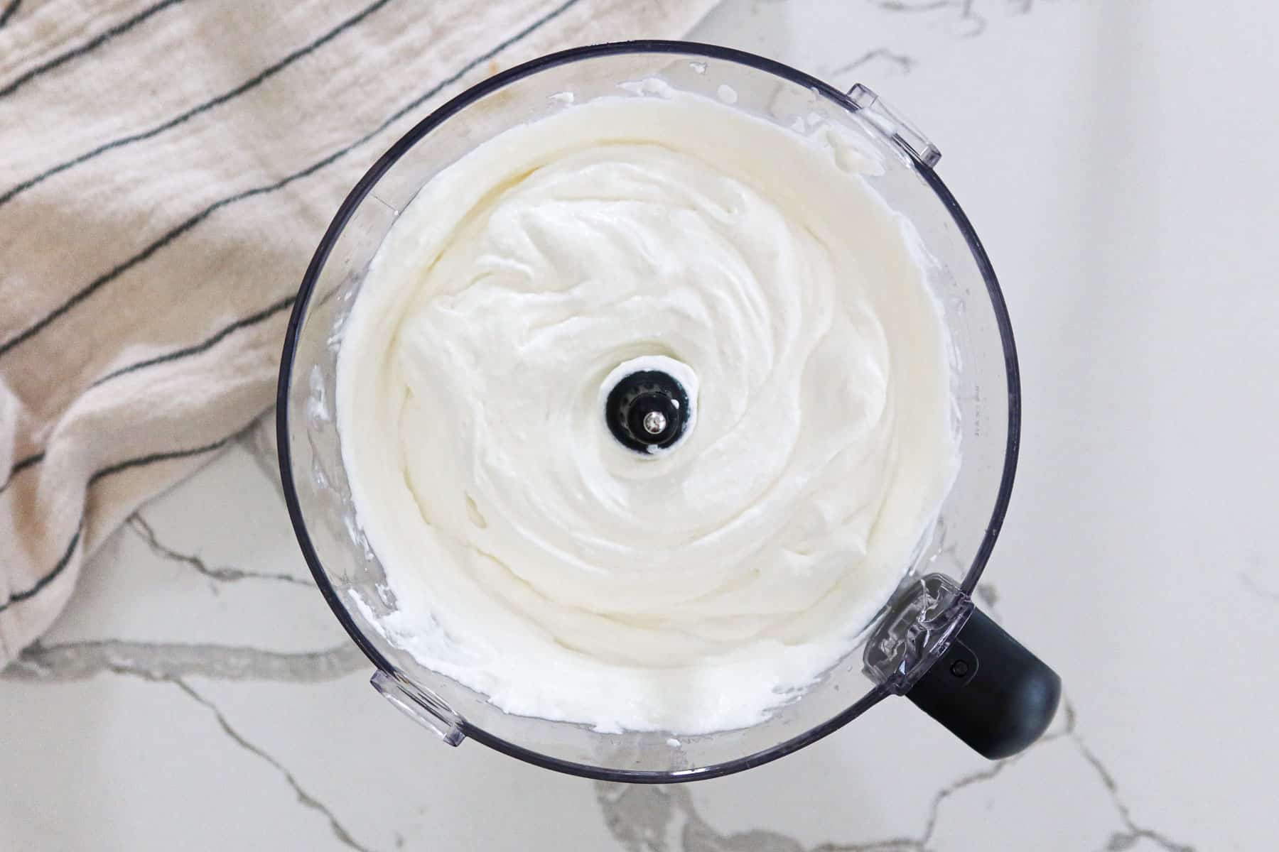 Whipped cottage cheese in a food processor.