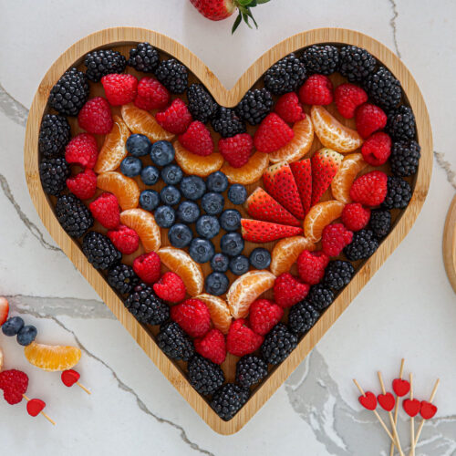 Heart shaped fruit platter.