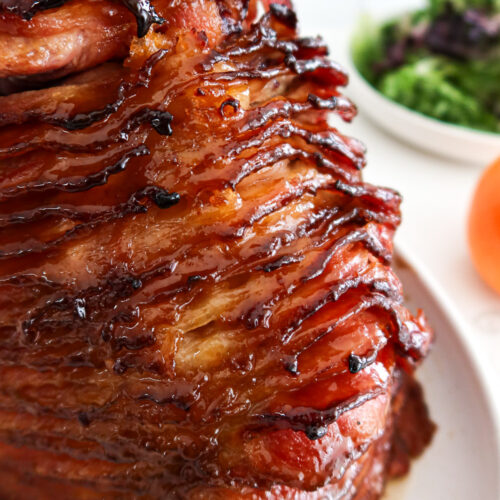 Glazed spiral ham.