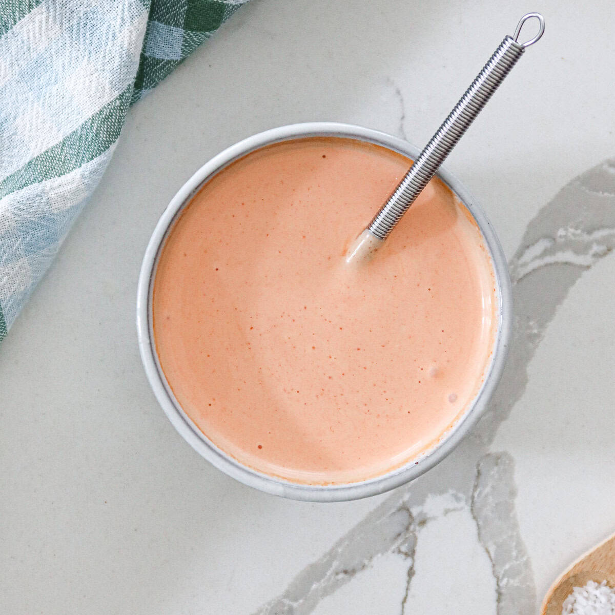 Sriracha mayo in a small serving bowl.