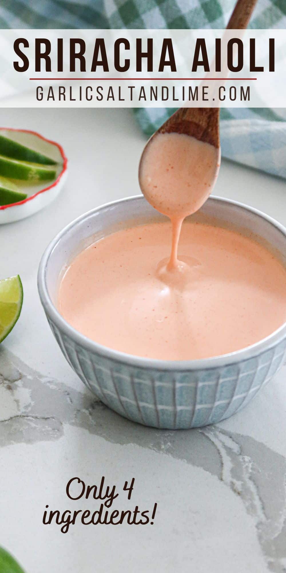 Sriracha mayo with text overlay for Pinterest.