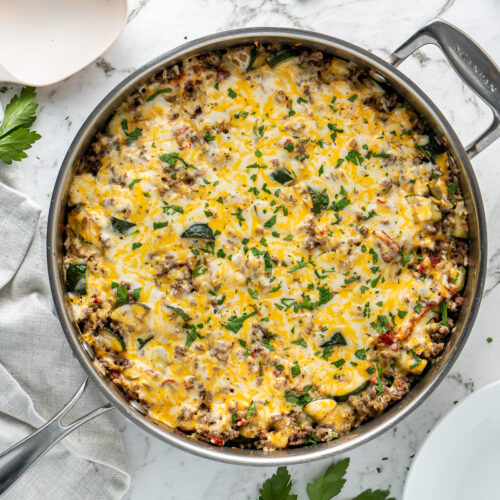 Zucchini ground beef casserole.
