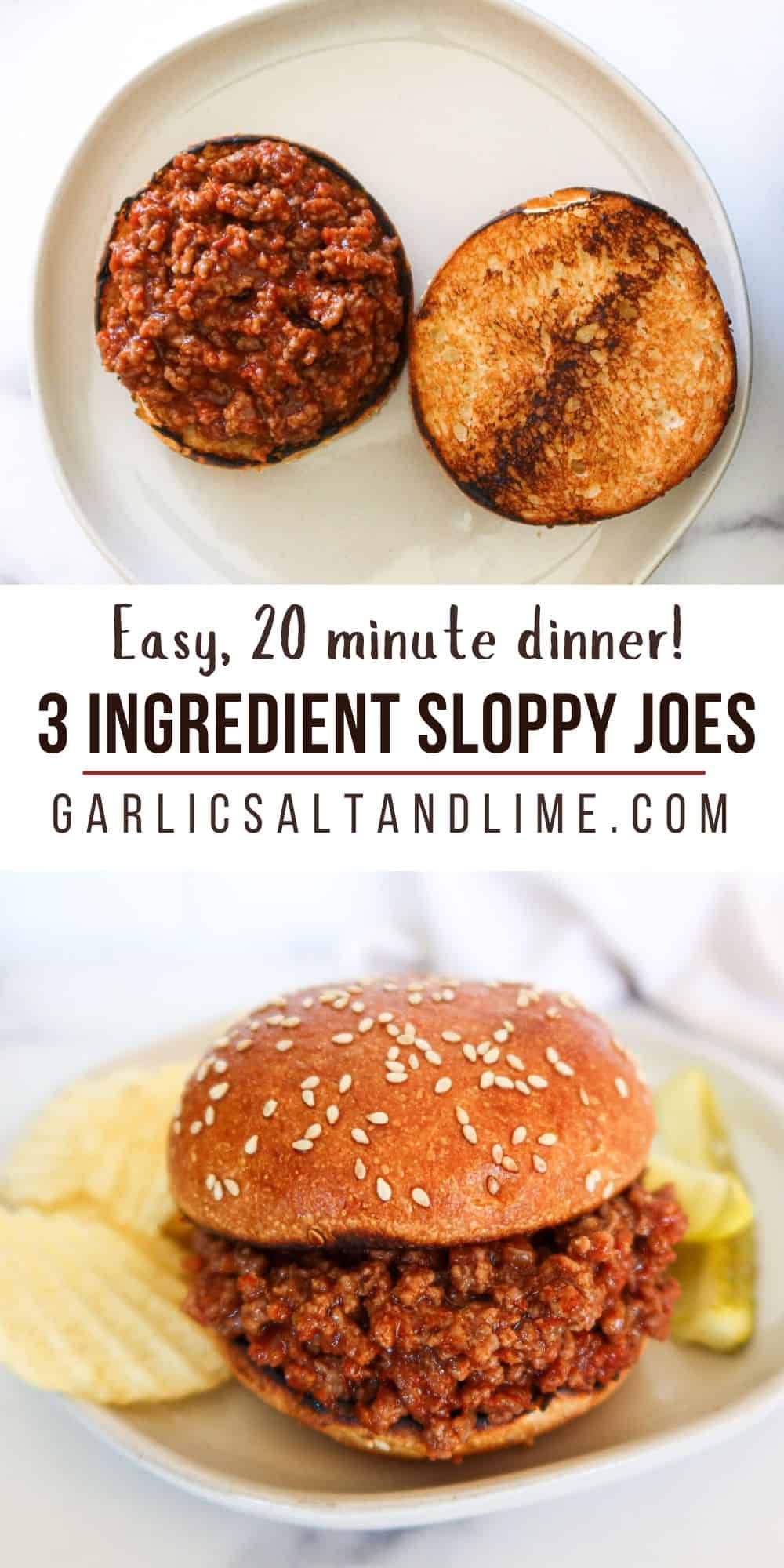Sloppy joes with text overlay for Pinterest.