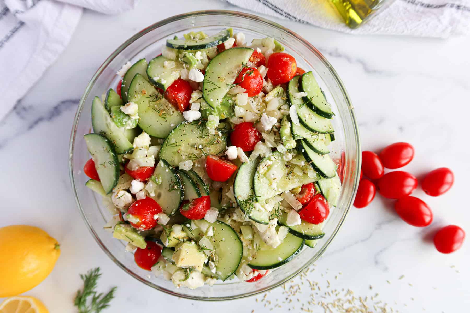 Cucumber feta tomato salad.