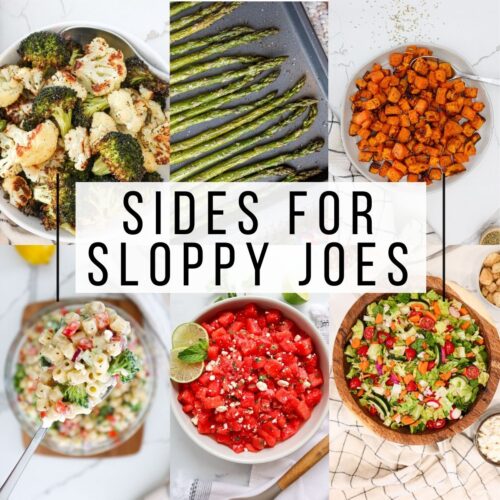 Image collage showing different sides for sloppy joes.