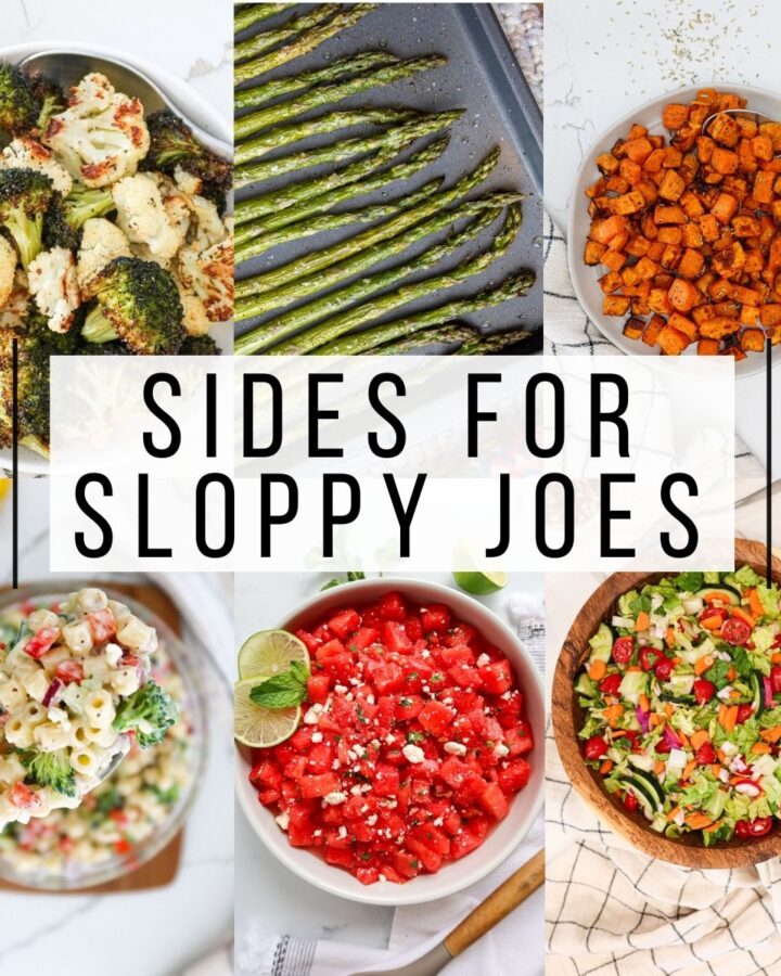 Image collage showing different sides for sloppy joes.