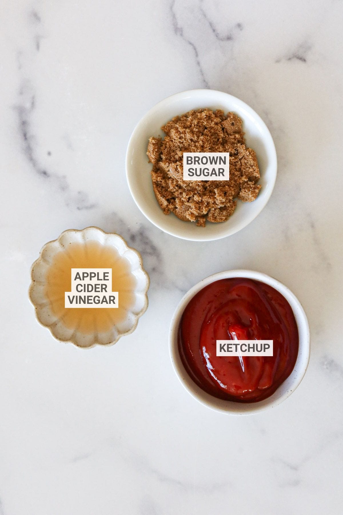 Meatloaf glaze ingredients with text overlay labels.