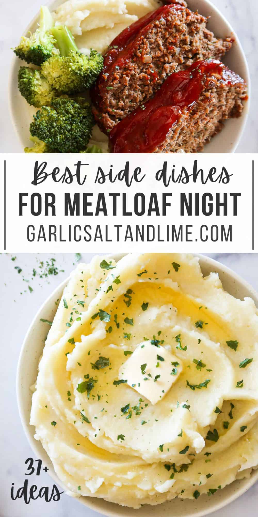 Sides for meatloaf Pinterest pin.