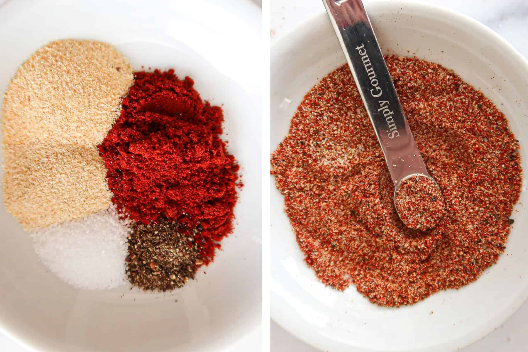 Making burger seasoning blend.