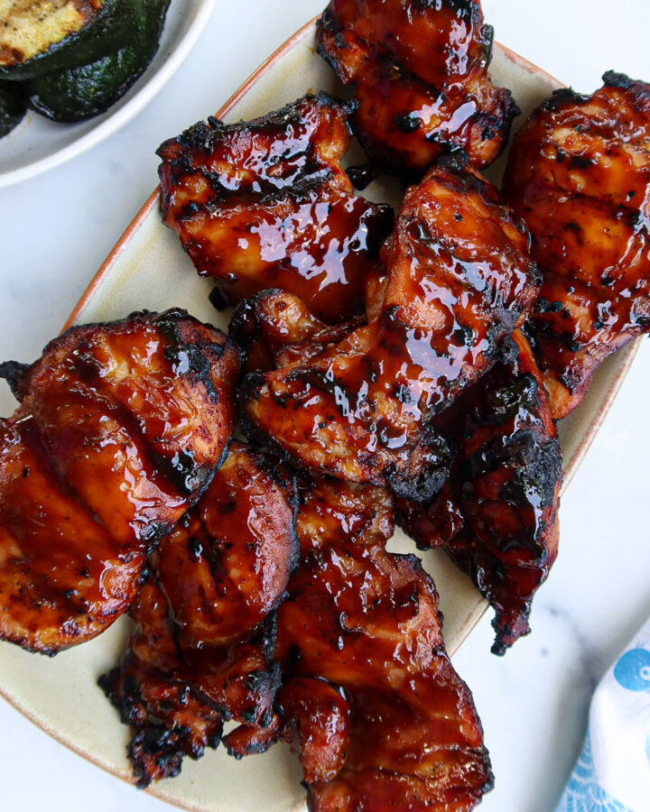 Grilled teriyaki chicken thighs.