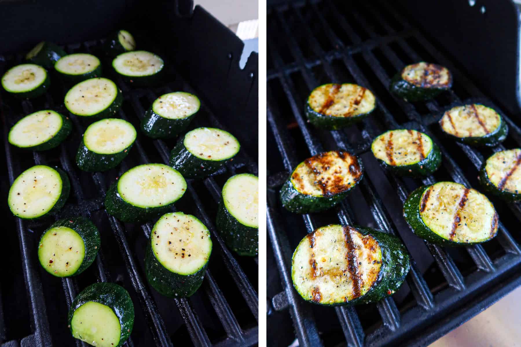 Grilling zucchini.