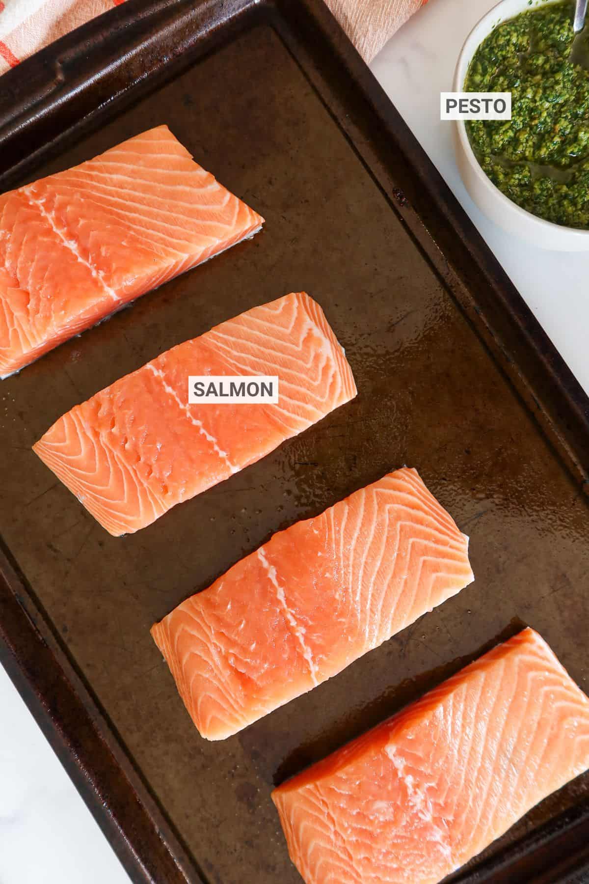 Pesto salmon ingredients.