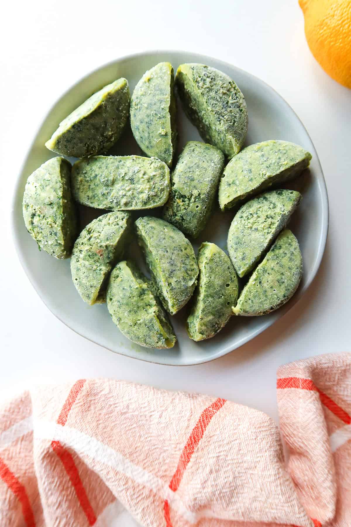 Frozen pesto cubes.