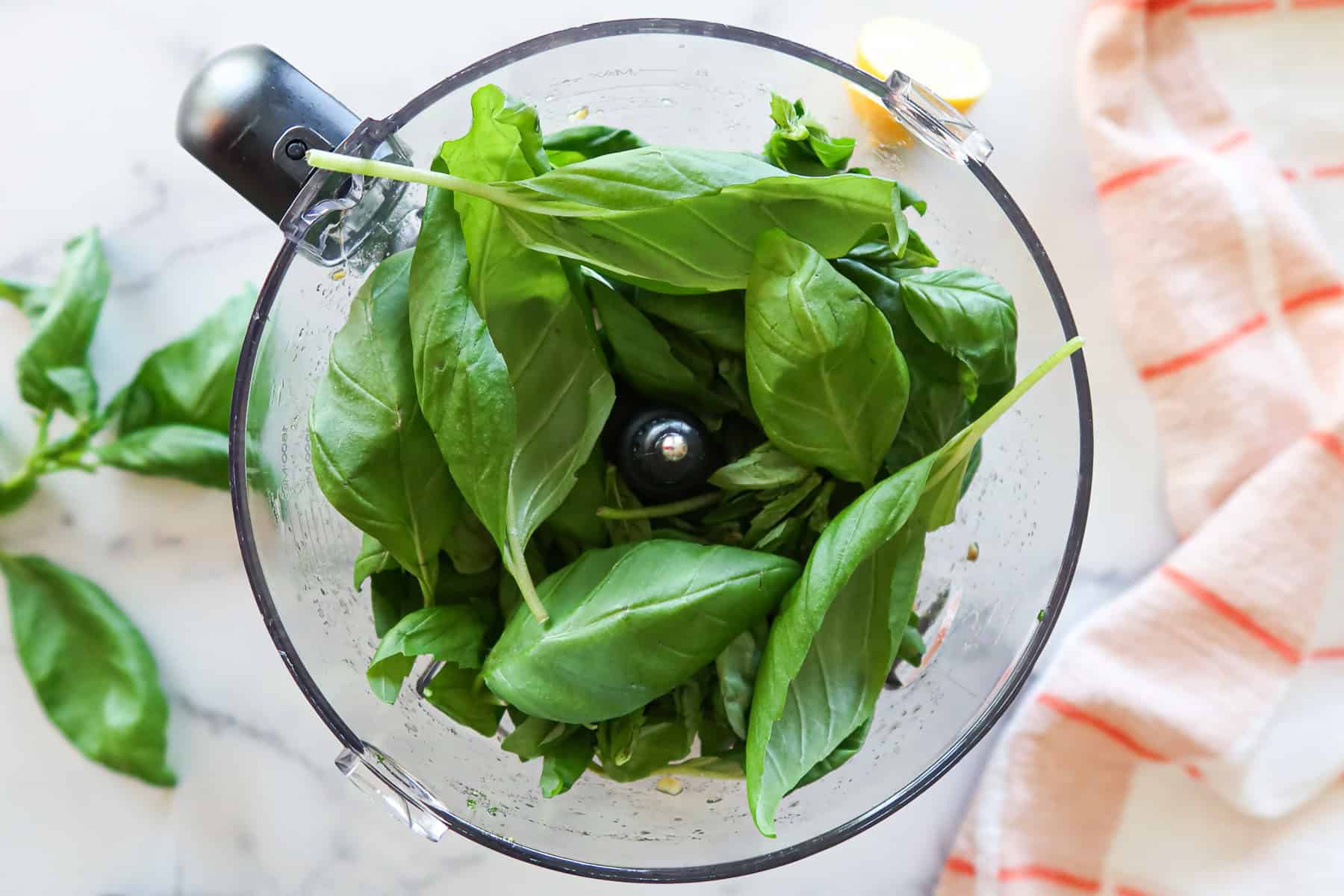 Making pesto.